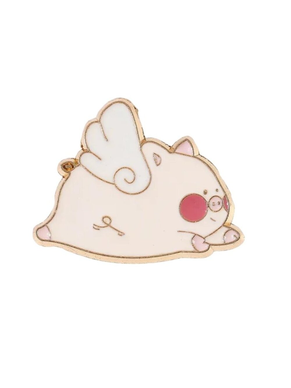 Cute Flying Pig Pink Enamel Brooch Pin Gold Tone